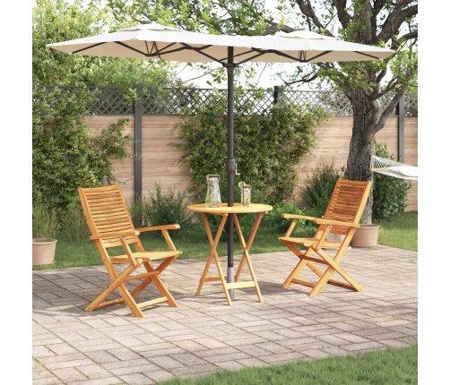 Juego de Bistro Plegable de 3 Piezas de Madera Maciza de Acacia