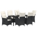 Set de Comedor de Jardín  de 7 Piezas con Cojines en Poliratán Negro