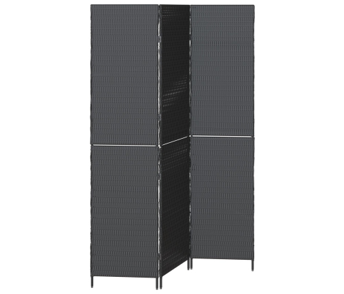 Biombo  de 3 paneles plegable negro 146x180 cm de poliratán
