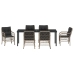 Set de Comedor de Jardín de 7 Piezas  con Cojines Gris Claro Poliratán