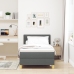 Cama con Box Spring  y colchón gris oscuro 100x200 cm Tela