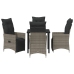 Set de Comedor de Jardín de 5 Piezas con Cojines Gris Polirratán