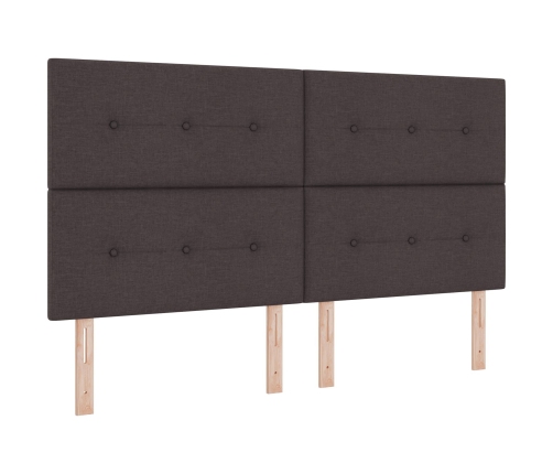 Cama con Base de Resortes y Colchón Marrón Oscuro Super King Tela