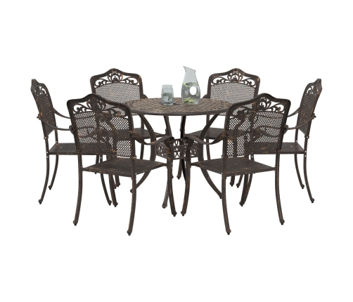 Conjunto de Comedor de Jardín de 7 Piezas de  en Aluminio Fundido Bronce