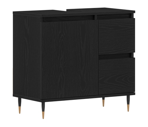 Cabinet de lavabo  Negro Roble 65x33x60 cm Madera elaborada