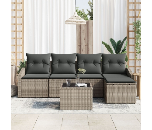 Conjunto comedor jardín 5 piezas con cojines Ratán negro