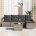 Conjunto comedor jardín 5 piezas con cojines Ratán negro