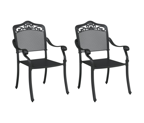 Sillas de Jardín  2 pcs Negras de Aluminio