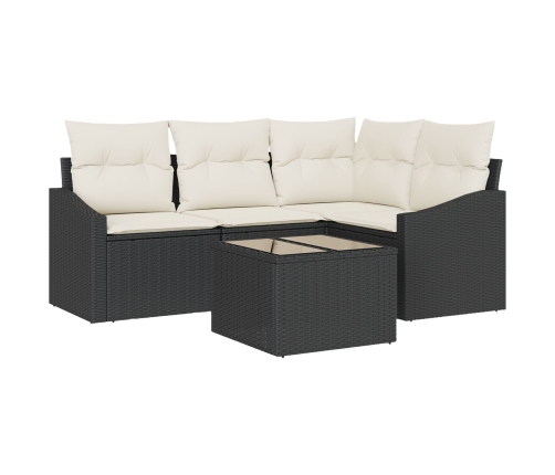 Conjunto de Sofás de Jardín  Set de 5 Cojines beige y estructura negra