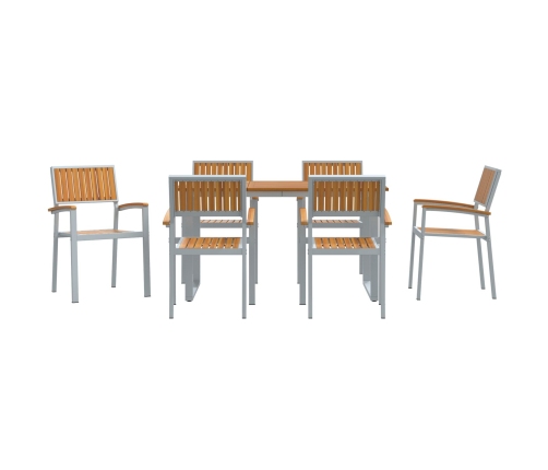 Juego de Comedor de Jardín Conjunto de 7 Gris, Madera Metal