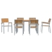 Juego de Comedor de Jardín Conjunto de 7 Gris, Madera Metal