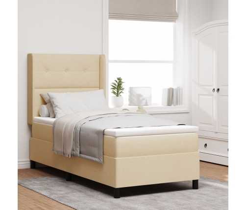 Cama con Box Spring y Colchón  Crema 100x200 cm Tela