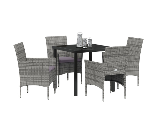 Juego de Comedor Jardín  de 5 piezas Gris Poliratán