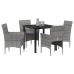 Juego de Comedor Jardín  de 5 piezas Gris Poliratán