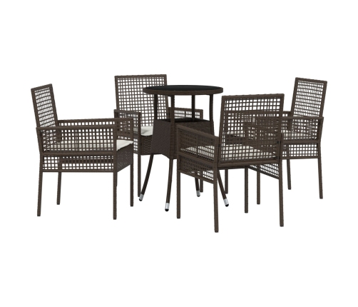 Juego de Comedor de Jardín de 5 Piezas Marrón Polirratán