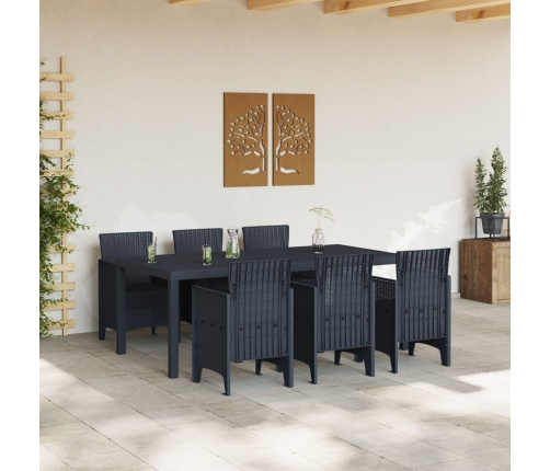 Conjunto de Comedor de Jardín de 7 Piezas  Antracita Ratan Polipropileno