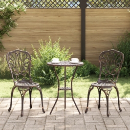 Set de Bistro de Jardín de 3 Piezas  en Aluminio Fundido Bronce