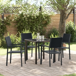 Set de comedor de jardín  de 5 piezas Negro Polyrattan