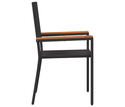 Sillas de Jardín Apilables  con Cojines - Set de 2 Piezas en Ratán Poli Negro