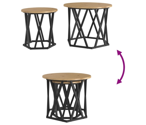 Mesas Laterales Anidadas 2 pcs de Madera de Roble Artisan