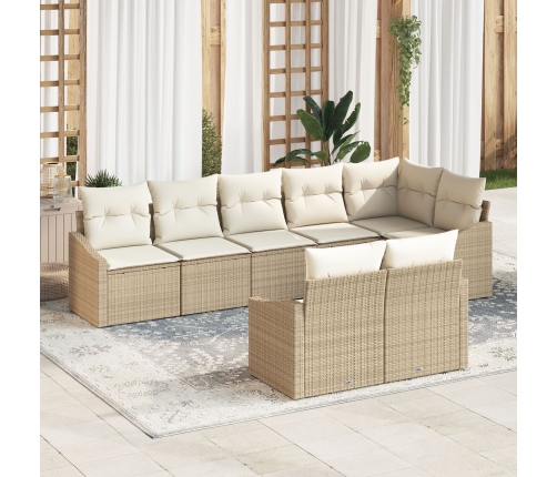 Juego de sofá de jardín  8 piezas Beige Ratán Sofá exterior