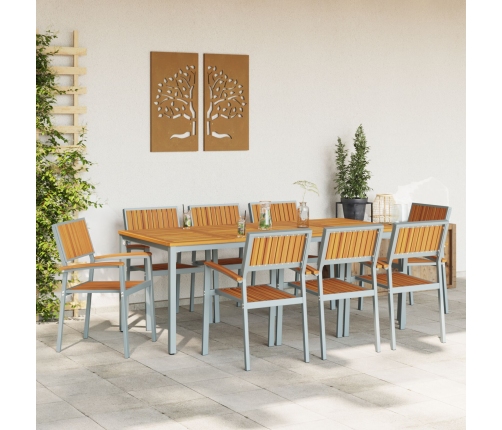 Juego de Comedor de Jardín Set de 9 Gris Aluminio Duradero