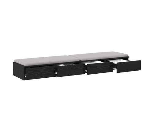 Mesa de Noche  Roble Negro Madera Resistente 160 x 36.5 x 16.5 cm