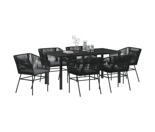 Set de 4 Negro Poliratán PE Estándar Duradero Silla de Jardín