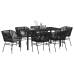 Set de 4 Negro Poliratán PE Estándar Duradero Silla de Jardín