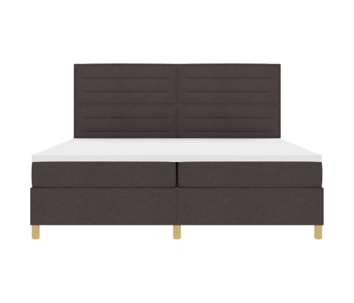 Cama con Box Spring  Marrón Oscuro 200x200 cm Tela