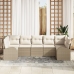 Conjunto de Sofá de Jardín  de 7 Piezas con Cojines Beige Poliratán