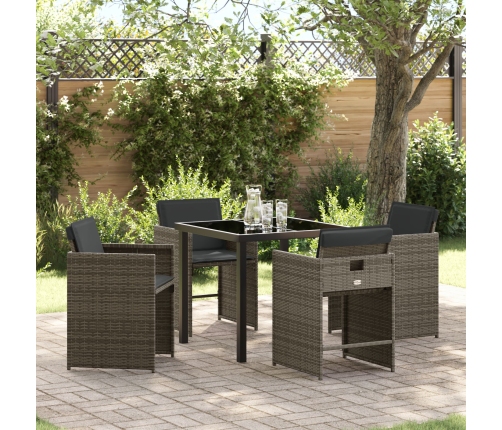 Set de Comedor de Jardín  de 5 Piezas con Cojines Gris Poliratán