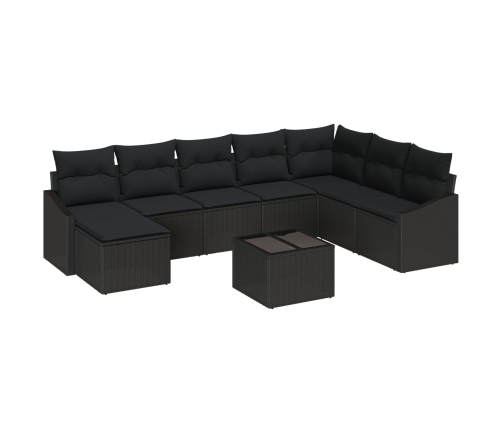Conjunto de Comedor de Jardín de 9 Piezas con Cojines Beige Ratán