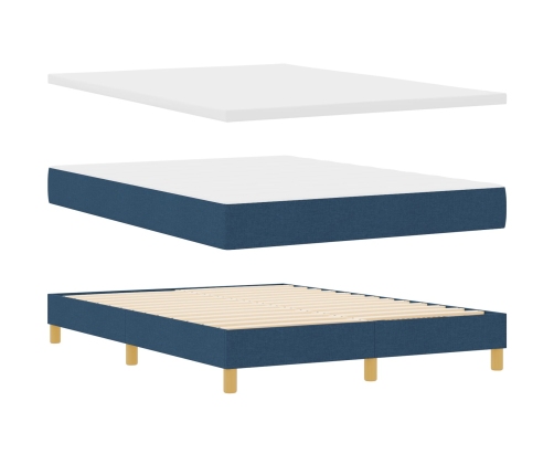 Cama Box Spring con Colchón & LED Azul 140x190 cm Tela