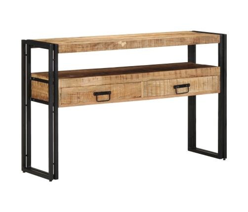 Mesas Auxiliares  Negras 120x33x75 cm de Madera Maciza de Mango y Metal