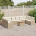 Juego de Sofá de Jardín de 11 Piezas con Cojines Beige Poliratán Acacia
