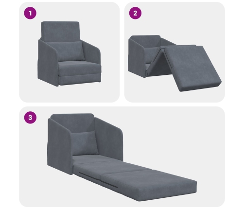 Sofá Cama  2-en-1 Gris Oscuro 65x80x83 cm Terciopelo