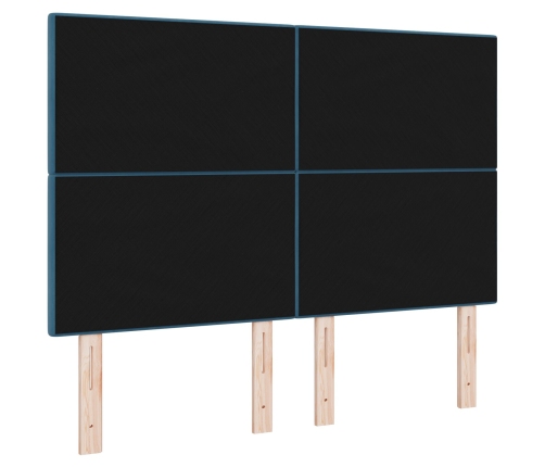 Cabecero  con botones acolchados en terciopelo azul oscuro de 140 cm