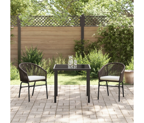 Juego de comedor de jardín de 3 piezas Marrón Poliratán