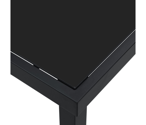 Mesa de Jardín  Negra 200x80x73 cm con Vidrio Templado