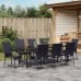 Conjunto de comedor de jardín de 5 piezas negro poliratán de