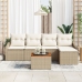 Conjunto de 6 Piezas de Sofá de Jardín con Cojines Beige Poliratán Acacia
