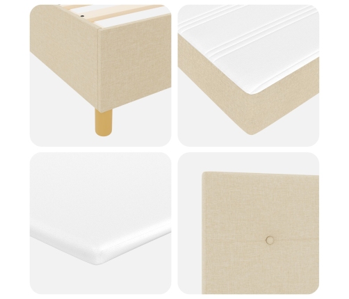 Cama Box Spring  con colchón y LED Crema 160x200 cm Tela