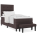 Cama con somier con colchón & banco marrón oscuro 100x200 cm tela