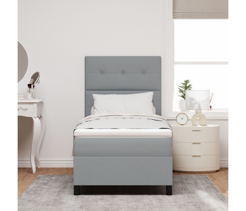 Cama con box spring  con colchón gris claro 90x200 cm tela