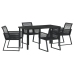 Juego de Comedor de Jardín  de 5 Piezas Ratán Negro