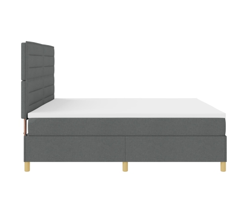 Cama con Box Spring  con colchón gris oscuro 200x200 cm tela