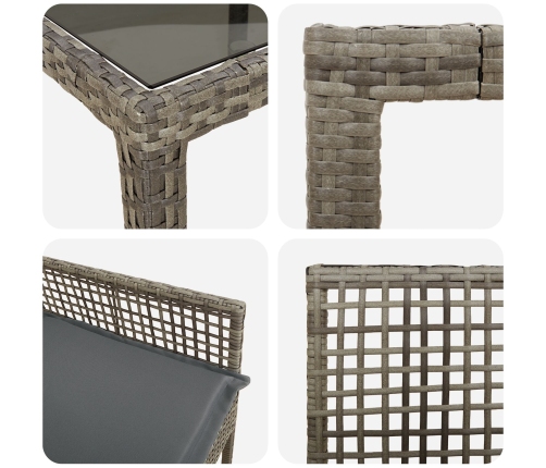 Conjunto de Comedor de Jardín de 9 Piezas con Cojines Gris de Poliratán