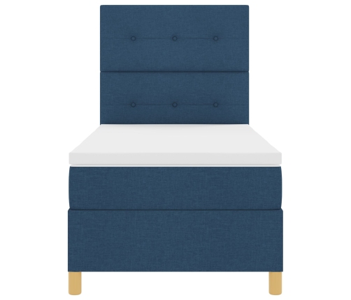 Cama con somier y colchón  Azul 90x200 cm Tela