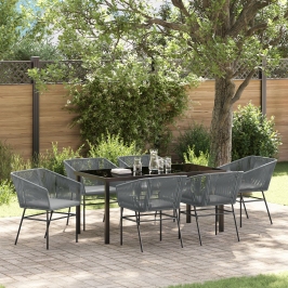 Set de Comedor de Jardín  de 2 Piezas con Cojines Gris Poliratán
